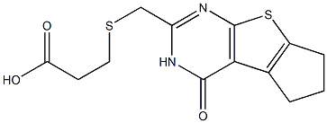 3-{[(4-oxo-3,5,6,7-tetrahydro-4H-cyclopenta[4,5]thieno[2,3-d]pyrimidin-2-yl)methyl]thio}propanoic acid Struktur