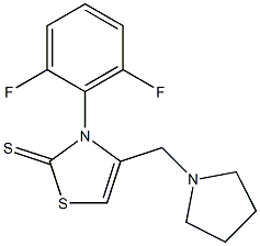 3-(2,6-difluorophenyl)-4-(1-pyrrolidinylmethyl)-1,3-thiazole-2(3H)-thione 结构式