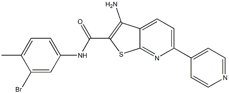 3-amino-N-(3-bromo-4-methylphenyl)-6-(4-pyridinyl)thieno[2,3-b]pyridine-2-carboxamide 结构式