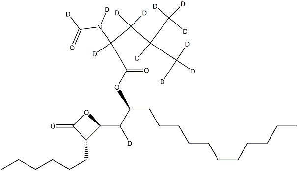 (S)-((S)-1-((2S,3S)-3-hexyl-4-oxooxetan-2-yl)tridecan-2-yl) 2-formamido-4-methylpentanoate-d13|