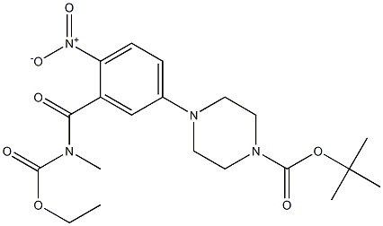 4-[3-(Ethoxycarbonylmethyl-carbamoyl)-4-nitro-phenyl]-piperazine-1-carboxylic acid tert-butyl ester 化学構造式