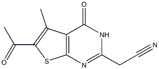 (6-acetyl-5-methyl-4-oxo-3,4-dihydrothieno[2,3-d]pyrimidin-2-yl)acetonitrile 结构式