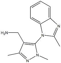 [1,3-dimethyl-5-(2-methyl-1H-1,3-benzodiazol-1-yl)-1H-pyrazol-4-yl]methanamine,,结构式
