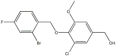 {4-[(2-bromo-4-fluorophenyl)methoxy]-3-chloro-5-methoxyphenyl}methanol Structure