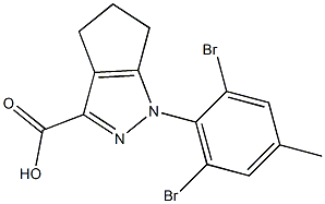 1-(2,6-dibromo-4-methylphenyl)-1H,4H,5H,6H-cyclopenta[c]pyrazole-3-carboxylic acid 化学構造式