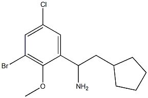 1-(3-bromo-5-chloro-2-methoxyphenyl)-2-cyclopentylethan-1-amine,,结构式