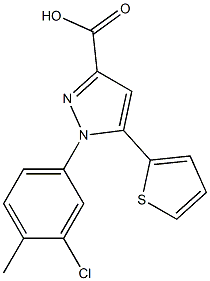 1-(3-chloro-4-methylphenyl)-5-(thiophen-2-yl)-1H-pyrazole-3-carboxylic acid,,结构式