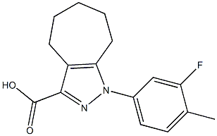 1-(3-fluoro-4-methylphenyl)-1,4,5,6,7,8-hexahydrocyclohepta[c]pyrazole-3-carboxylic acid 化学構造式