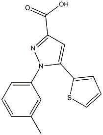 1-(3-methylphenyl)-5-(thiophen-2-yl)-1H-pyrazole-3-carboxylic acid 化学構造式