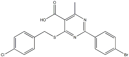 2-(4-bromophenyl)-4-[(4-chlorobenzyl)thio]-6-methylpyrimidine-5-carboxylic acid,,结构式