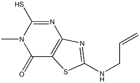 2-(allylamino)-5-mercapto-6-methyl[1,3]thiazolo[4,5-d]pyrimidin-7(6H)-one 化学構造式
