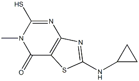 2-(cyclopropylamino)-5-mercapto-6-methyl[1,3]thiazolo[4,5-d]pyrimidin-7(6H)-one Struktur