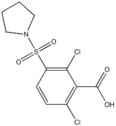 2,6-dichloro-3-(pyrrolidine-1-sulfonyl)benzoic acid 化学構造式