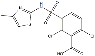 2,6-dichloro-3-[(4-methyl-1,3-thiazol-2-yl)sulfamoyl]benzoic acid,,结构式