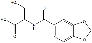 2-[(1,3-benzodioxol-5-ylcarbonyl)amino]-3-hydroxypropanoic acid,,结构式
