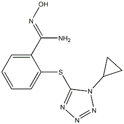2-[(1-cyclopropyl-1H-1,2,3,4-tetrazol-5-yl)sulfanyl]-N'-hydroxybenzene-1-carboximidamide Structure