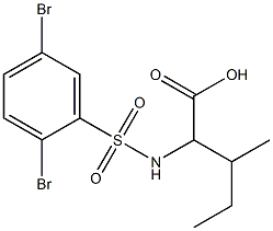 2-[(2,5-dibromobenzene)sulfonamido]-3-methylpentanoic acid Struktur