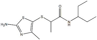 2-[(2-amino-4-methyl-1,3-thiazol-5-yl)sulfanyl]-N-(pentan-3-yl)propanamide 化学構造式