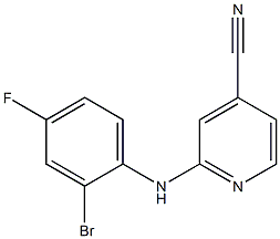 2-[(2-bromo-4-fluorophenyl)amino]pyridine-4-carbonitrile 化学構造式