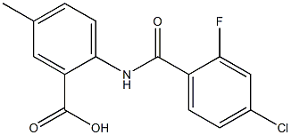 2-[(4-chloro-2-fluorobenzene)amido]-5-methylbenzoic acid Struktur