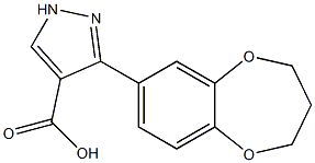 3-(3,4-dihydro-2H-1,5-benzodioxepin-7-yl)-1H-pyrazole-4-carboxylic acid 结构式