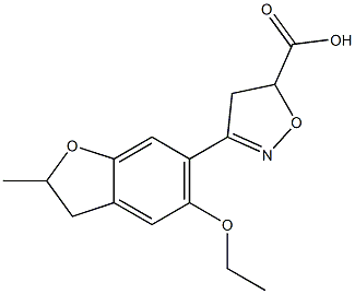 3-(5-ethoxy-2-methyl-2,3-dihydro-1-benzofuran-6-yl)-4,5-dihydro-1,2-oxazole-5-carboxylic acid 化学構造式