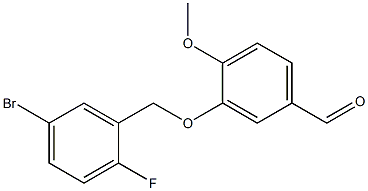 3-[(5-bromo-2-fluorobenzyl)oxy]-4-methoxybenzaldehyde 化学構造式