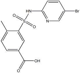3-[(5-bromopyridin-2-yl)sulfamoyl]-4-methylbenzoic acid 化学構造式