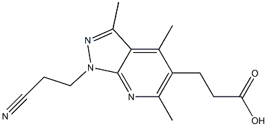 3-[1-(2-cyanoethyl)-3,4,6-trimethyl-1H-pyrazolo[3,4-b]pyridin-5-yl]propanoic acid Struktur