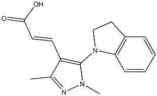 3-[5-(2,3-dihydro-1H-indol-1-yl)-1,3-dimethyl-1H-pyrazol-4-yl]prop-2-enoic acid Structure