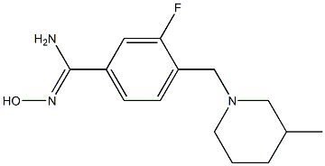 3-fluoro-N'-hydroxy-4-[(3-methylpiperidin-1-yl)methyl]benzenecarboximidamide Struktur