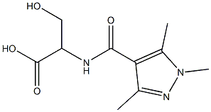 3-hydroxy-2-[(1,3,5-trimethyl-1H-pyrazol-4-yl)formamido]propanoic acid,,结构式