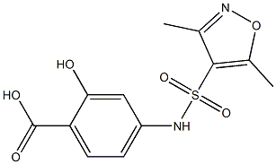 4-[(3,5-dimethyl-1,2-oxazole-4-)sulfonamido]-2-hydroxybenzoic acid 化学構造式