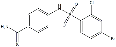 4-[(4-bromo-2-chlorobenzene)sulfonamido]benzene-1-carbothioamide 结构式