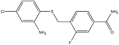 4-{[(2-amino-4-chlorophenyl)sulfanyl]methyl}-3-fluorobenzamide,,结构式
