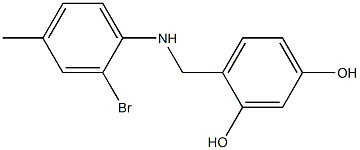 4-{[(2-bromo-4-methylphenyl)amino]methyl}benzene-1,3-diol,,结构式