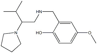 4-methoxy-2-({[3-methyl-2-(pyrrolidin-1-yl)butyl]amino}methyl)phenol Struktur