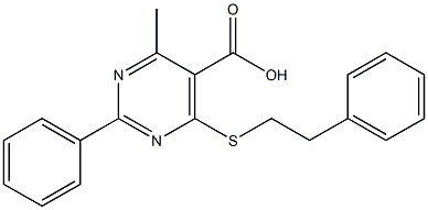 4-methyl-2-phenyl-6-[(2-phenylethyl)thio]pyrimidine-5-carboxylic acid Structure