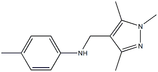 4-methyl-N-[(1,3,5-trimethyl-1H-pyrazol-4-yl)methyl]aniline,,结构式