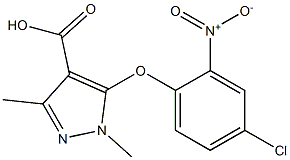 5-(4-chloro-2-nitrophenoxy)-1,3-dimethyl-1H-pyrazole-4-carboxylic acid,,结构式