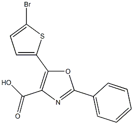 5-(5-bromothiophen-2-yl)-2-phenyl-1,3-oxazole-4-carboxylic acid,,结构式