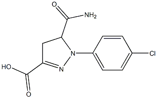 5-(aminocarbonyl)-1-(4-chlorophenyl)-4,5-dihydro-1H-pyrazole-3-carboxylic acid 化学構造式