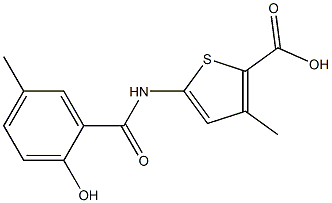 5-[(2-hydroxy-5-methylbenzene)amido]-3-methylthiophene-2-carboxylic acid Structure