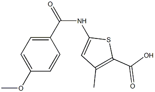 5-[(4-methoxybenzoyl)amino]-3-methylthiophene-2-carboxylic acid Struktur