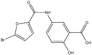 5-[(5-bromo-2-furoyl)amino]-2-hydroxybenzoic acid 化学構造式