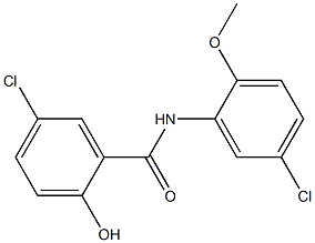 5-chloro-N-(5-chloro-2-methoxyphenyl)-2-hydroxybenzamide 化学構造式