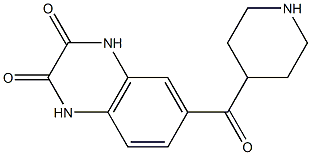 6-(piperidin-4-ylcarbonyl)-1,4-dihydroquinoxaline-2,3-dione 化学構造式