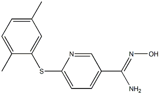 6-[(2,5-dimethylphenyl)sulfanyl]-N'-hydroxypyridine-3-carboximidamide 结构式
