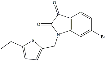 6-bromo-1-[(5-ethylthiophen-2-yl)methyl]-2,3-dihydro-1H-indole-2,3-dione,,结构式