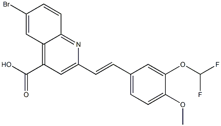 6-bromo-2-{(E)-2-[3-(difluoromethoxy)-4-methoxyphenyl]vinyl}quinoline-4-carboxylic acid,,结构式